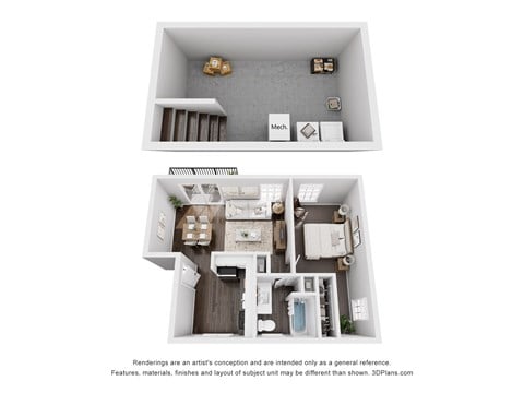 Floor plan for 2 beds, 1 bath, 1500 sqft